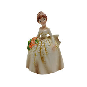Caffco # E-3146 Lady In A Dress w/ Orange Bouquet Planter